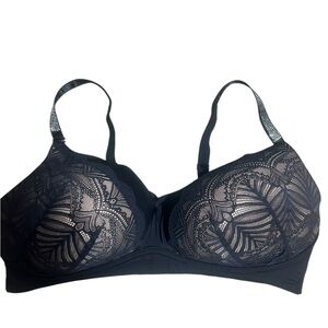Torrid Black Lace Bra Dream Wire Free Bling Sexy 42DDD